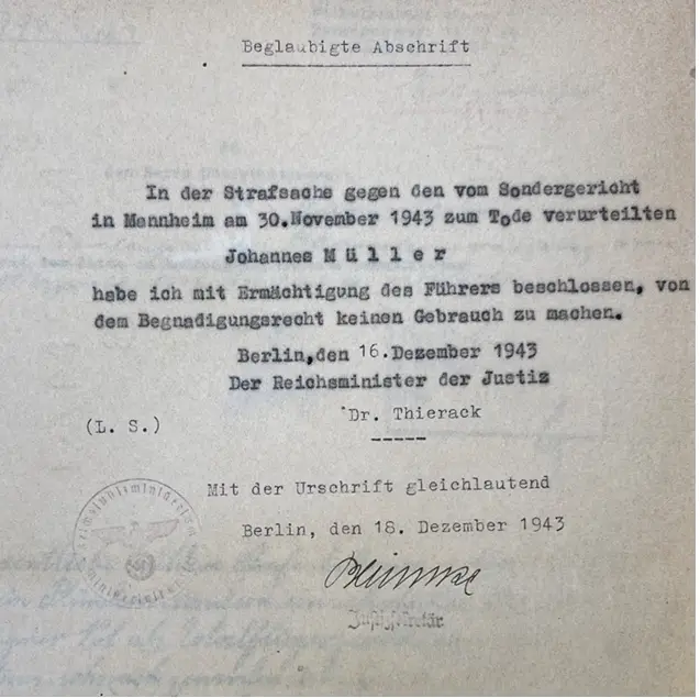 Ablehnung Gnadengesuch Müller