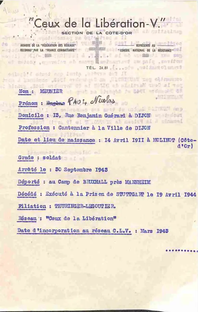 Anerkennung Paul Meunier