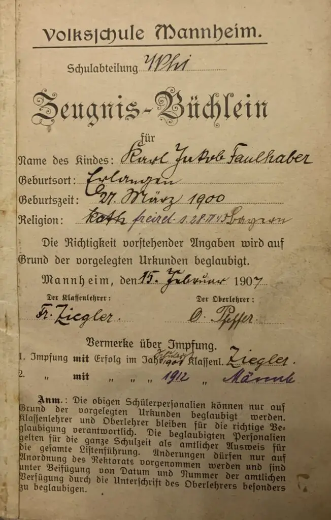Zeugnis Faulhaber